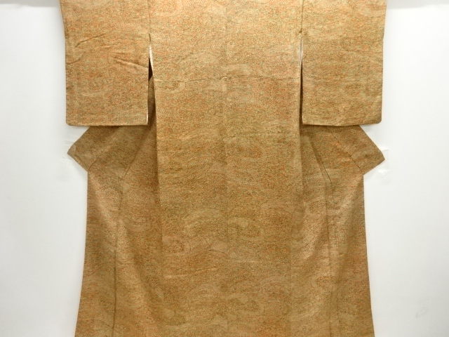 流水に草花模様小紋着物